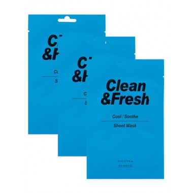 Набор тканевых масок для охлаждающего и успокаивающего эффекта, 22 мл*3 шт — Clean&Fresh Cool/Soothe Sheet Mask