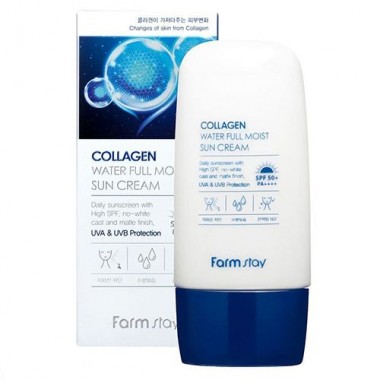 Крем солнцезащитный с коллагеном, SPF50+/PA++++, 45 г — Collagen water full moist sun cream SPF50+/PA++++