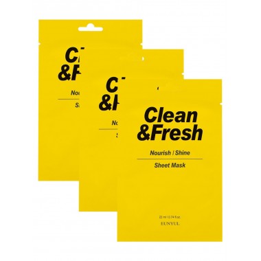 Набор тканевых масок для питания и сияния кожи, 22 мл*3 шт — Clean&Fresh Nourish/Shine Sheet Mask