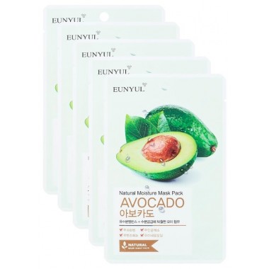 Набор тканевых масок с экстрактом авокадо, 22 мл*5 шт — Natural Moisture Mask Pack Avocado