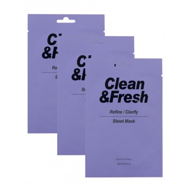 Набор тканевых масок для выравнивания тона и рельефа лица, 22 мл*3 шт — Clean&Fresh Refine/Clarify Sheet Mask