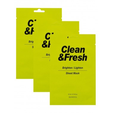 Набор тканевых масок для здорового цвета лица, 22 мл*3 шт — Clean&Fresh Brighten/Lighten Sheet Mask