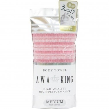 Мочалка-полотенце для тела средней жёсткости розовая, 28Х100 см, 1 шт — Body towel Awa king