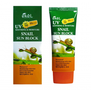 Ekel Крем для лица солнцезащитный c муцином улитки - UV soothing & moisture snail sun block, 70мл