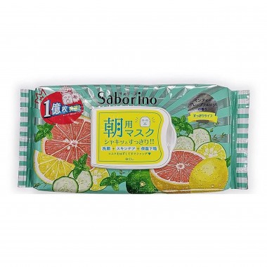 Маска-салфетка для лица освежающая, 32 шт — Saborino morning face mask minty grapefruit