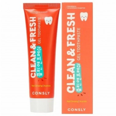 Consly Паста зубная гелевая с экстрактами красного женьшеня и ацеролы - Clean&Fresh Toothpaste, 105г