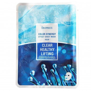 Deoproce Маска тканевая морской коллаген - Color synergy effect sheet mask blue, 20г