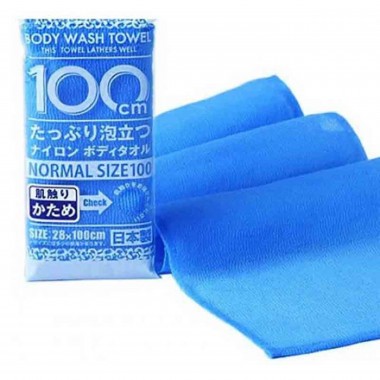 Мочалка для тела жёсткая синяя, 28Х100 см, 1 шт — Shower long body towel