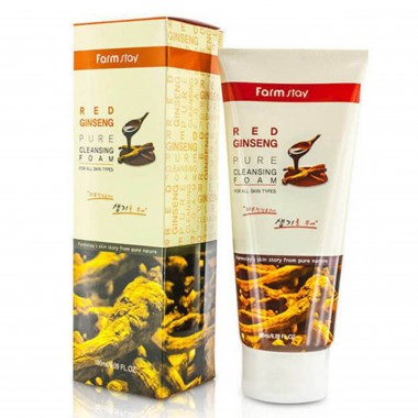 FarmStay Пенка для лица с женьшенем - Red ginseng pure cleansing foam, 180мл
