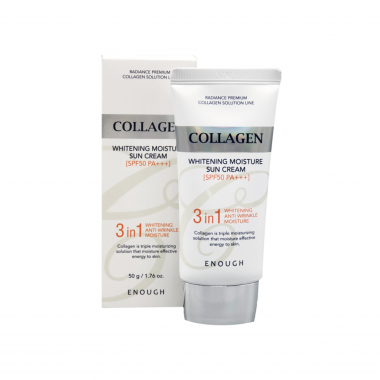 Enough Крем для лица солнцезащитный - Collagen 3in1 whitening moisture sun сream SPF50/PA+++, 50г