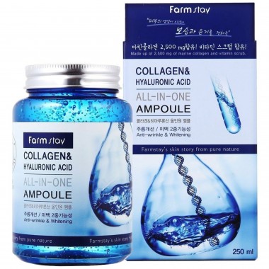 Многофункциональная ампульная сыворотка с гиалуроновой кислотой и коллагеном, 250 мл — Collagen & Hyaluronic Acid All-In-One Ampoule