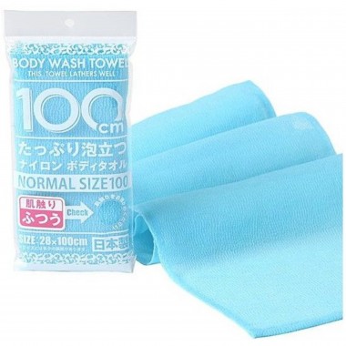 Мочалка для тела средней жёсткости голубая, 28Х100 см, 1 шт — Shower long body towel