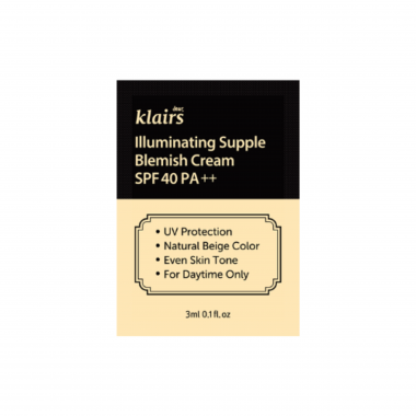 Dear, Klairs Крем ВВ для сияния кожи - illuminating supple blemish cream SPF40/PA++, 3мл (пробник)