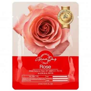 Grace Day Маска тканевая с экстрактом розы - Rose cellulose mask, 27мл
