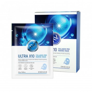 Enough Маска тканевая с коллагеном - Premium ultra X10 collagen pro marine mask,25мл*10шт (упаковка)