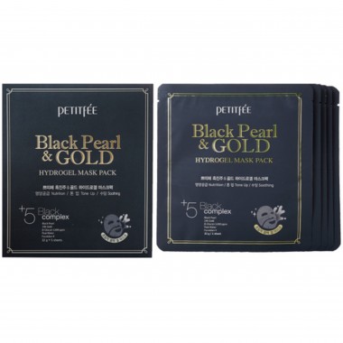Набор масок для лица жемчуг/золото, 32 г*5 шт — Black pearl & gold hydrogel mask pack