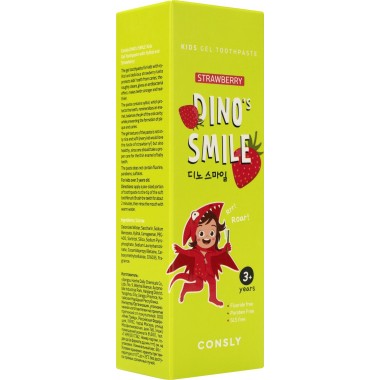 Детская  гелевая зубная паста DINO's SMILE c ксилитом и вкусом клубники, 60 г — DINO's SMILE Kids Gel Toothpaste with Xylitol and Strawberry, 60 g