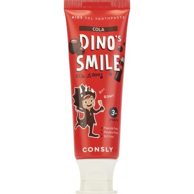 Детская  гелевая зубная паста DINO's SMILE c ксилитом и вкусом колы, 60 г — DINO's SMILE Kids Gel Toothpaste with Xylitol and Cola, 60 g