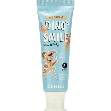 Детская  гелевая зубная паста DINO&#039;s SMILE c ксилитом и вкусом пломбира, 60 г — DINO's SMILE Kids Gel Toothpaste with Xylitol and Ice Cream, 60 g