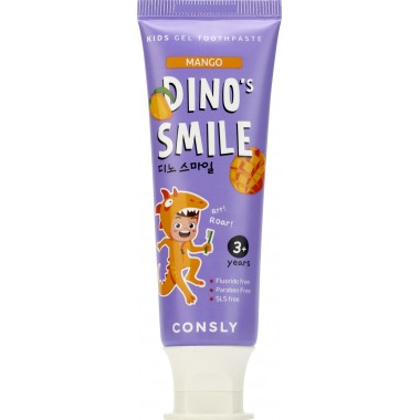 Детская  гелевая зубная паста DINO's SMILE c ксилитом и вкусом манго, 60 г — DINO's SMILE Kids Gel Toothpaste with Xylitol and Mango, 60 g