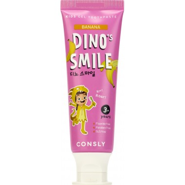 Детская  гелевая зубная паста DINO's SMILE c ксилитом и вкусом банана, 60 г — DINO's SMILE Kids Gel Toothpaste with Xylitol and Banana, 60 g