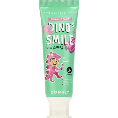 Детская  гелевая зубная паста DINO's SMILE c ксилитом и вкусом жвачки, 60 г — DINO's SMILE Kids Gel Toothpaste with Xylitol and Bubble Gum, 60 g