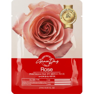 Маска тканевая с экстрактом розы, 27 мл — Rose Cellulose Mask, 27 ml