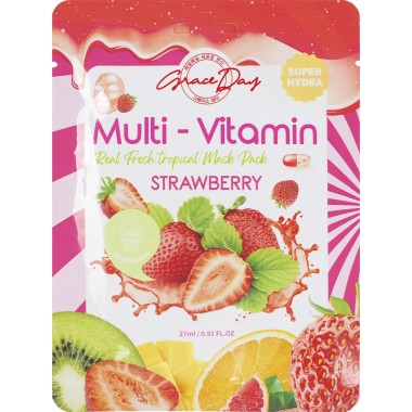 Маска тканевая с экстрактом клубники, 27 мл — Multi-Vitamin Strawberry Mask Pack, 27 ml